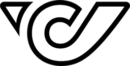 Schwarzes Posthorn auf gelbem Hintergrund, Logo der Österreichischen Post